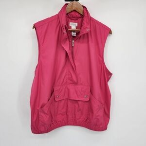 Liz Claiborne Pink golf windbreaker Pullover vest Stow Away Hood Womens Xl